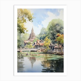Suan Nong Nooch Garden Thailand Watercolour 5 Art Print