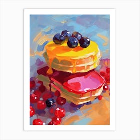 Pancake With Berries Oil Painting 1 Art Print