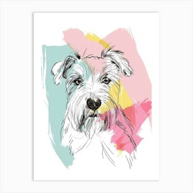 Terrier Dog Pastel Line Watercolour Illustration  3 Art Print