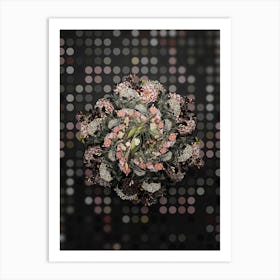 Vintage Cherry Plum Flower Wreath on Dot Bokeh Pattern n.0201 Art Print