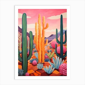 Cactus In The Desert Painting Organ Pipe Cactus 2 Art Print