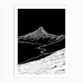 Cadair Idris Mountain Line Drawing 4 Art Print