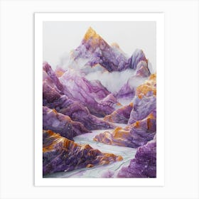 Purple agate Mountains Art Print