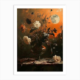 Baroque Floral Still Life Moonflower 1 Art Print