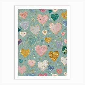 Pastel Hearts Medley Art Print