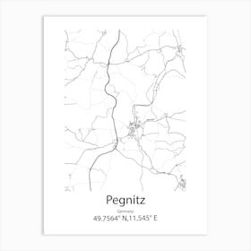 Pegnitz,Germany Minimalist Map Art Print