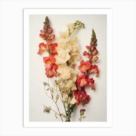 Pressed Flower Botanical Art Snapdragon 4 Art Print