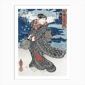 Japanese Woman In Kimono (1786 1864) Vintage Woodcut Prints By Utagawa Kunisada Art Print