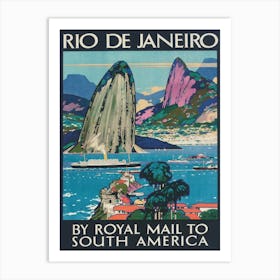 Rio De Janeiro Brazil Vintage Travel Poster Art Print