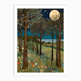 William Morris Rose Night In The Woods 2 Art Print