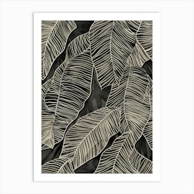 Black And White Tropical Leaves 1 Art Print