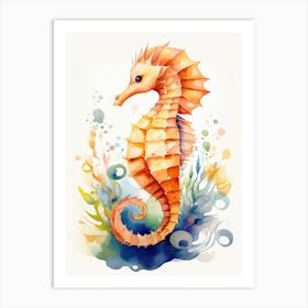 A Seahorse Watercolour In Autumn Colours 0 Art Print