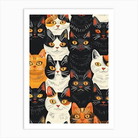 Repeatable Artwork With Cute Cat Faces 12 Art Print