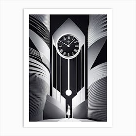 Clock In The City, monochromatic vector art Art Print