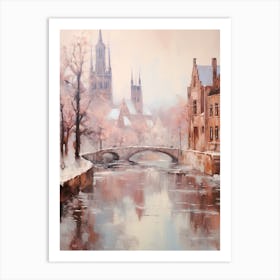 Dreamy Winter Painting Bruges Belgium 2 Art Print