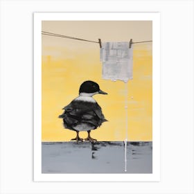 Yellow Washing Line Gouache Painting 1 Art Print