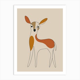 Deer - Boho, Line Art 9 Art Print