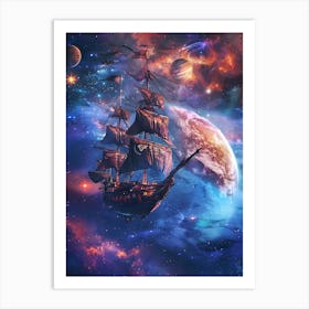 Fantasy Ship Floating in the Galaxy 20 Art Print