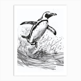 King Penguin Jumping Out Of Water 2 Art Print