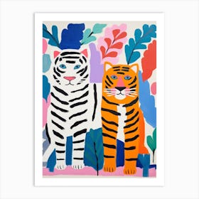 Colourful Kids Animal Art Siberian Tiger 1 Art Print