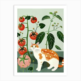 Cat And Tomatoes 3 Art Print