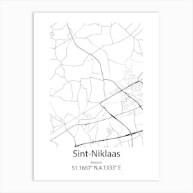 Sint Niklaas,Belgium Minimalist Map Art Print