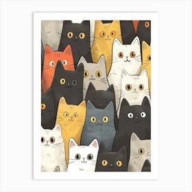 Perfectly Repeatable Artwork With Cute Cat Faces 21 Art Print