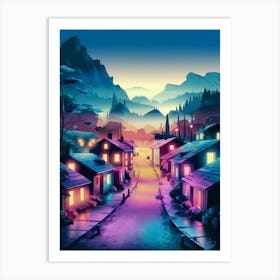 Neon City,Anime Art Lofi Art Print