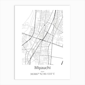 Miyauchi,Japan Minimalist Map Art Print