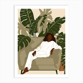 Woman Relaxing On A Couch Art Print