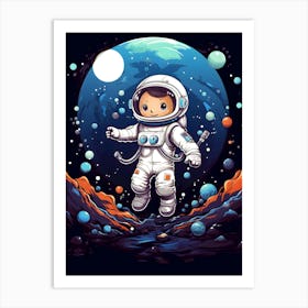 Little Astronaut In Space 1 Art Print