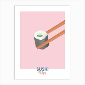Sushi And Chopsticks Tokyo Art Print