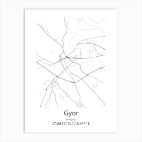 Gyor,Hungary Minimalist Map Art Print