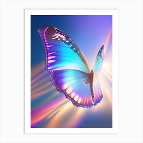Butterfly Flying In Sky Holographic 2 Art Print