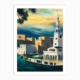 Port Of Tripoli Libya Vintage Poster harbour Art Print