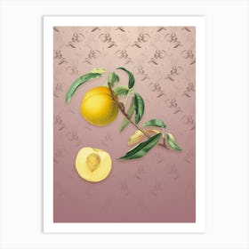 Vintage Peach Botanical on Dusty Pink Pattern n.1035 Art Print