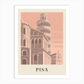 Pisa Vintage Pink Italy Poster Art Print