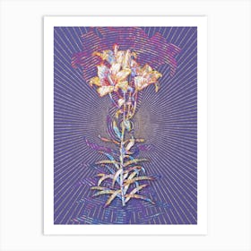Geometric Fire Lily Mosaic Botanical Art on Veri Peri n.0013 Art Print