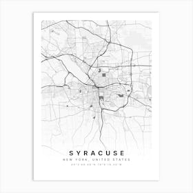 Syracuse New York USA White Map Affiche