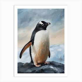 Adlie Penguin Bartolom Island Oil Painting 2 Art Print