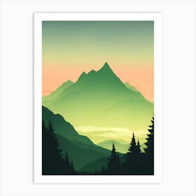 Misty Mountains Vertical Composition In Green Tone 25 Art Print