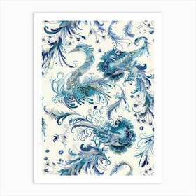 Blue Peacock 1 Art Print