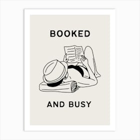 Booked and Busy | Vintage Retro Reading Bookish 4 Art Print