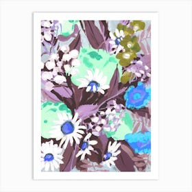 Daisies On Purple Grass Art Print