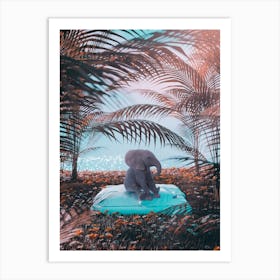 Cute Little Baby Elephant On A Pillow Art Print