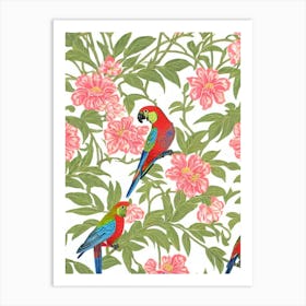 Parrot 3 William Morris Style Bird Art Print