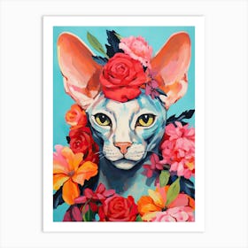 Sphynx Cat With A Flower Crown Painting Matisse Style 4 Art Print