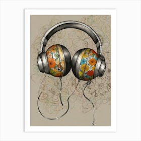 Headphones Canvas Print Art Print