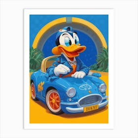 Mickey drives a car Art Print