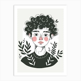 Portrait Of A Boy With Curly Hair Art Print